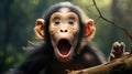 Surprised Chimpanzee: A Digital Illustration With Youthful Energy