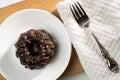 Small Chocolate Bunt cake with a fork