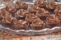 Small Chocolate Cupcakes on a ServingPlatter Royalty Free Stock Photo