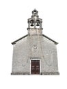 Small christian church bright stone chapel front view isolated Royalty Free Stock Photo