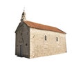 Small christian church white stone chapel side view isolated Royalty Free Stock Photo