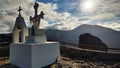 small christian monument on a mountain top near El Toscon, Gran Canaria