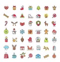 Small Christmas Icons Set on Vector Illustration Royalty Free Stock Photo