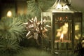 Small Christmas lantern with candlelight