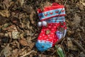 Small christmas stocking lost outside Royalty Free Stock Photo