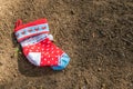 Small christmas stocking lost outside Royalty Free Stock Photo
