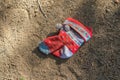 Small christmas stocking lost outside Royalty Free Stock Photo