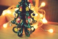 Small Christmas tree with dolls and decoration gift for using in holiday celebration of Christmas time of people in daily life Royalty Free Stock Photo