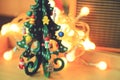 Small Christmas tree with dolls and decoration gift for using in holiday celebration of Christmas time of people in daily life Royalty Free Stock Photo