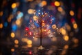 a small christmas tree with lights on it Royalty Free Stock Photo