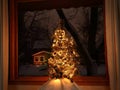 Small Christmas Tree in Picture Window from Inside