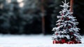 A small christmas tree with presents in the snow Royalty Free Stock Photo