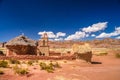 Small chuch tower in remote bolivian village Royalty Free Stock Photo