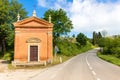 Small church in countryside in a spring day in Tuscany, Italy Royalty Free Stock Photo