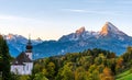 The small church of Maria Gern and Mount Watzmann Royalty Free Stock Photo