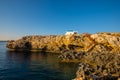 Small church on the rocky shore of the cape Greco Royalty Free Stock Photo