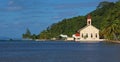 Small church at the seaside in Raiatea island