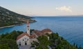 The small church of St.Ivan and Teodor next to the sea on island Brac Bol