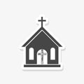 Small church sticker icon, black sign on isolated background