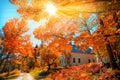 Small church in typical New England town Royalty Free Stock Photo