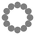 Small circle shaped frame of linear double spirals