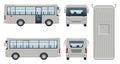Small city bus vector template side, front, back top view Royalty Free Stock Photo