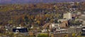 Small city in the forest Sherbrooke downtown Eastern Townships clouds and traffic autumn colors Royalty Free Stock Photo