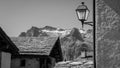 Small city lantern in the Val Fex Graubunden, Switzerland Royalty Free Stock Photo