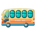 Small city school bus icon, cartoon style