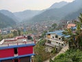 Small city in Syangja district,Nepal surrounded by mountains Royalty Free Stock Photo
