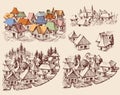 Small city vector set Royalty Free Stock Photo