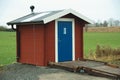 Small clean public bathroom in the countryside in Sweden Royalty Free Stock Photo