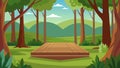 A small clearing in the forest complete with a simple wooden platform for stretching and admiring the peaceful scenery Royalty Free Stock Photo