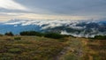 Small clouds rolling over a mountain ridge, Low Tatras, Slovakia Royalty Free Stock Photo