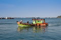 The small coasting fishing boat entering the port of Koh Sichang, Chonburi Province, Thailand Royalty Free Stock Photo
