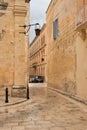 Small cobblestoned street in Mdina, Malta