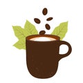 Small coffee mug vector stock illustration. A fragrant hot drink.