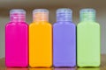 Small colored plastic bottles Royalty Free Stock Photo