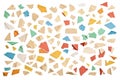 Small colored ripped pieces of paper cut out and isolated on white or transparent background, isolated confetti as graphic element Royalty Free Stock Photo
