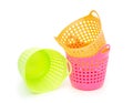 Small and colorful baskets on white background Royalty Free Stock Photo