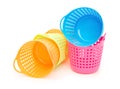 Small and colorful baskets on white background Royalty Free Stock Photo
