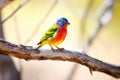 a small colorful bird perched on a tree branch Royalty Free Stock Photo