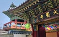 Small colorful Buddhist temple Daegaksa Mahabodhi in Seoul,