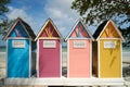 Colorful changing rooms by the beach