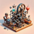 small colorful Rube Goldberg machine
