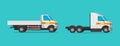 Small commercial vehicle, mini cargo truck or lorry freight vehicle flat cartoon illustration clipart isolated