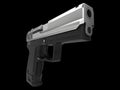 Small and compact modern handgun - chrome - closeup shot