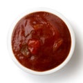 Small condiment bowl of tomato and red chilli pepper salsa. Iso Royalty Free Stock Photo