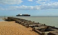 A small Container ship entering the Port of Felixstowe Royalty Free Stock Photo