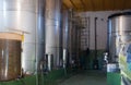 Small contemporary winery factory with stell barrels